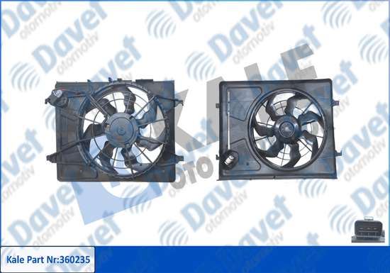 KALE 360235 Davlumbazli Fan Motoru Hyundai I30 1.4 1.6 07>11 Elantra Iv 2.0 Ccvt 06>10 (12v)